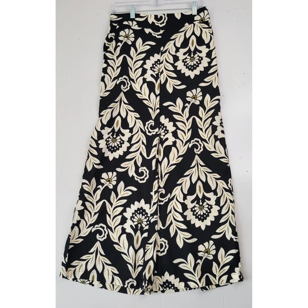 New Christian Siriano Wide Leg High Waisted Trouser Black Cream Olive Green Boho - Picture 12 of 14